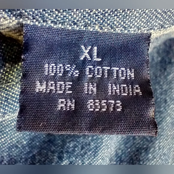 AMRAV MEN'S SIZE XL BLUE DENIM SHIRT/SHACKET LONG SLV NATIVE AMERICAN DESIGN - Picture 7 of 8